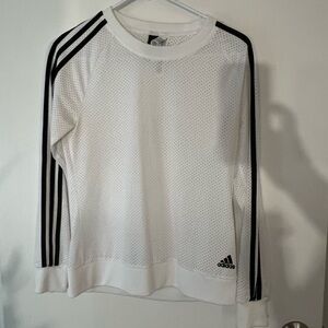 Adidas White Perforated Top with Black Tag